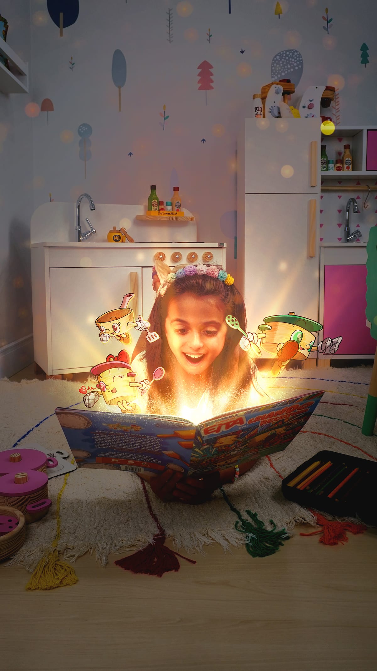 Criança lendo o livro da Turma da Eita